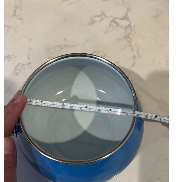 vintage 1970s fondue pot or saucepan with a mushroom design blue - Picture 7 of 9